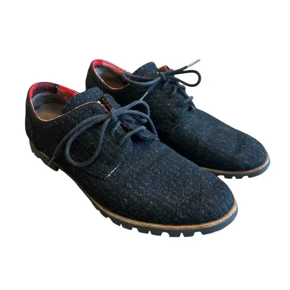 Woolrich Adams Dark Grey Wool Oxford Sneakers Lace Up Shoes Size 9 Women's