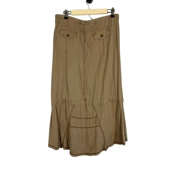 XCVI Skirt Women M Tan Strapless Tie Khaki Metal Snaps Lagenlook Y2K Cowgirl 80s