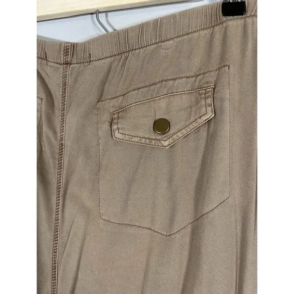 XCVI Skirt Women M Tan Strapless Tie Khaki Metal Snaps Lagenlook Y2K Cowgirl 80s