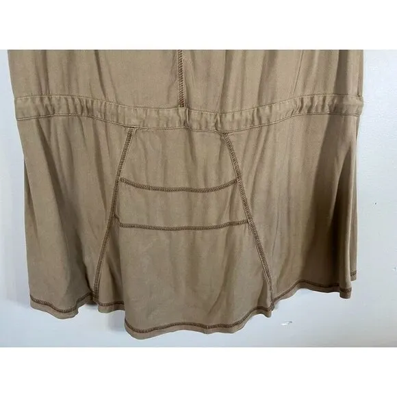 XCVI Skirt Women M Tan Strapless Tie Khaki Metal Snaps Lagenlook Y2K Cowgirl 80s