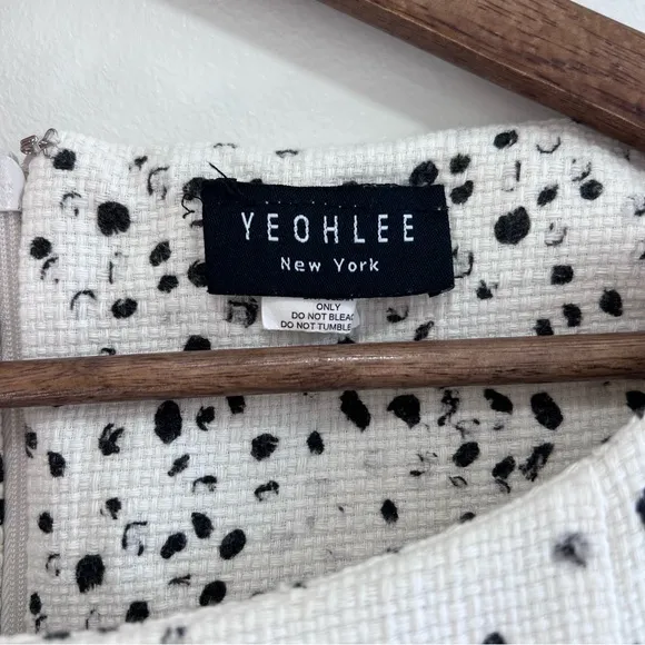 Yeohlee Floral print Sheath Midi Dress Cap Sleeves, Boat Neck, Black &amp; White, 8