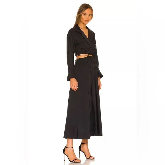Young Fabulous &amp; Broke YFB Derby Cutout Midi Brown Shirtdress Dress Size Small‎