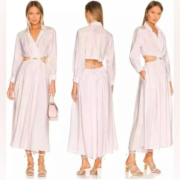 Young Fabulous and Broke Derby Dress Medium Cutout Poplin Pink M