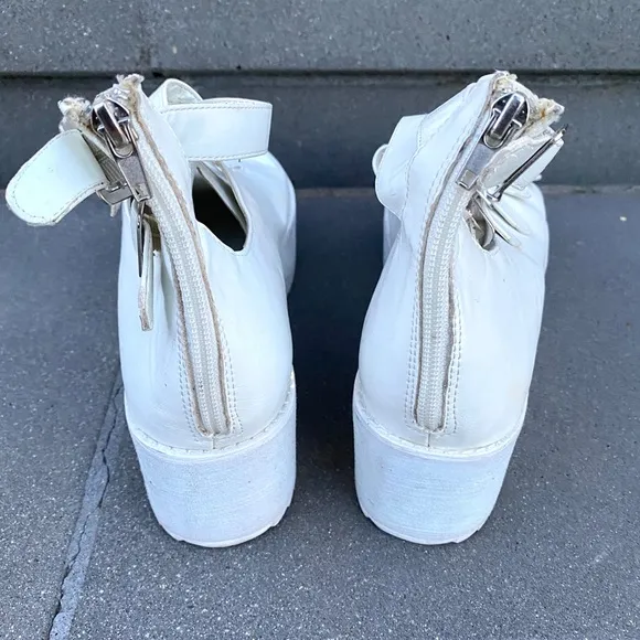 YRU Chunky Platform SANDALS strappy white buckles wedges Heels Y2K 90s Mirage 10