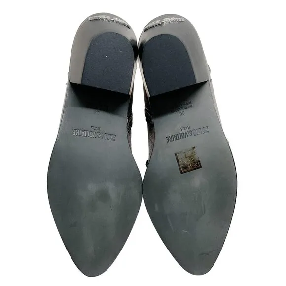 Zadig &amp; Voltaire Silver Metallic Booties with Star Studs