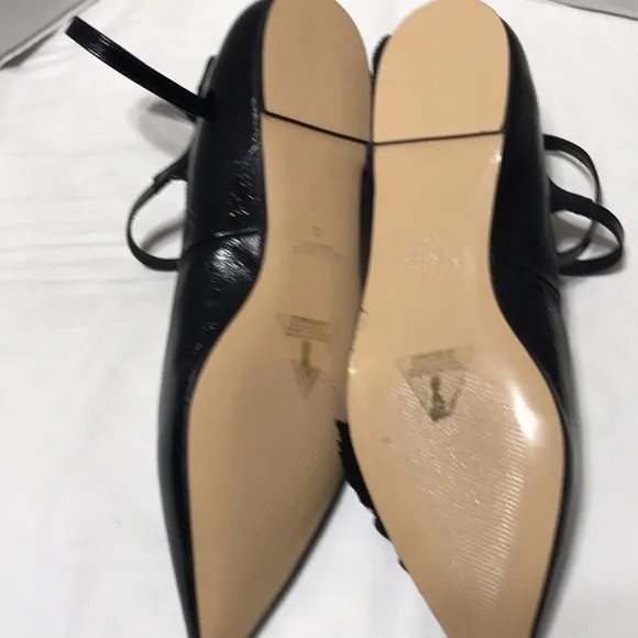 Zara Basic flower adorned pointy toe leather flats. NWOT