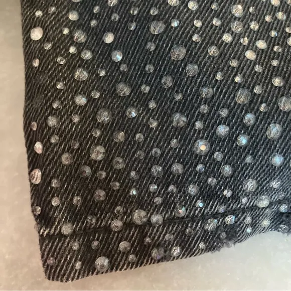 ZARA Black Encrusted Embellishment Mid Rise Jeans NWT