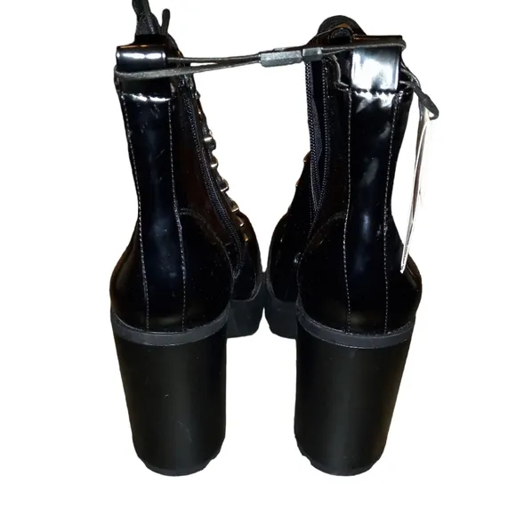 Zara chunky black lace up heels size 39