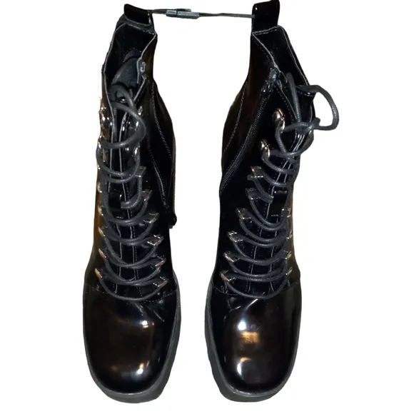 Zara chunky black lace up heels size 39