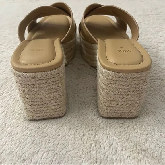 ZARA Heeled Leather Platform Wedges Size 36 (6)