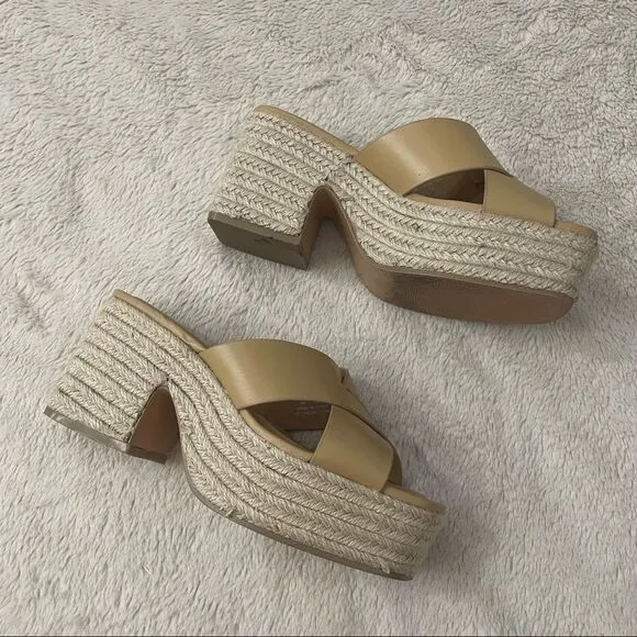 ZARA Heeled Leather Platform Wedges Size 36 (6)