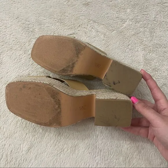 ZARA Heeled Leather Platform Wedges Size 36 (6)