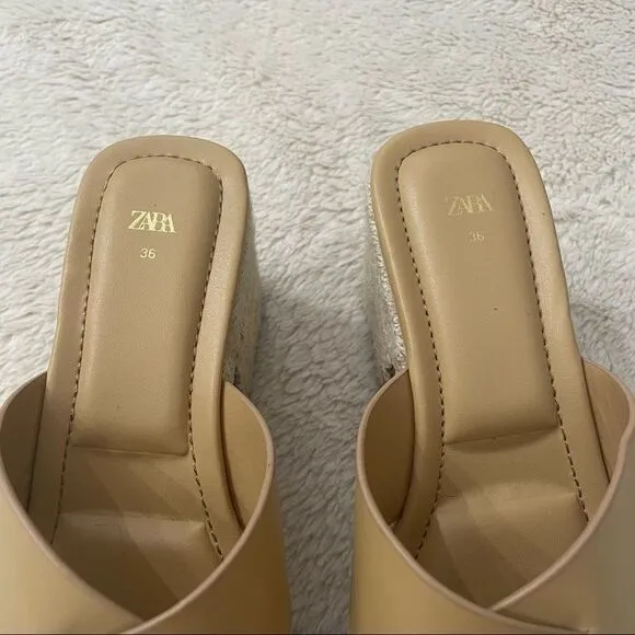 ZARA Heeled Leather Platform Wedges Size 36 (6)