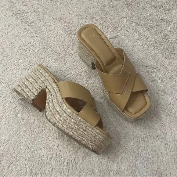 ZARA Heeled Leather Platform Wedges Size 36 (6)