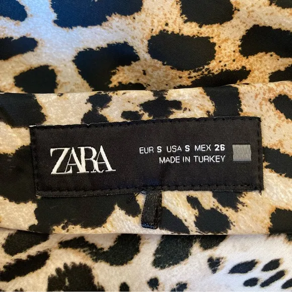 ZARA Leopard Cheetah Animal Print Satin Slip Midi Skirt