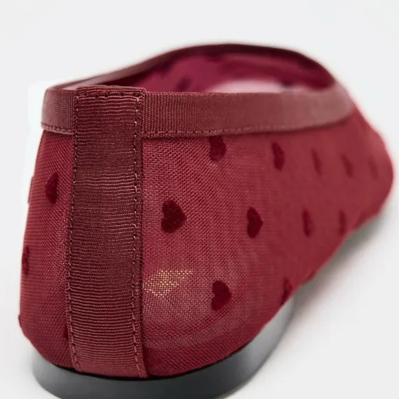 ZARA LIMITED EDITION HEART MESH BALLET FLATS