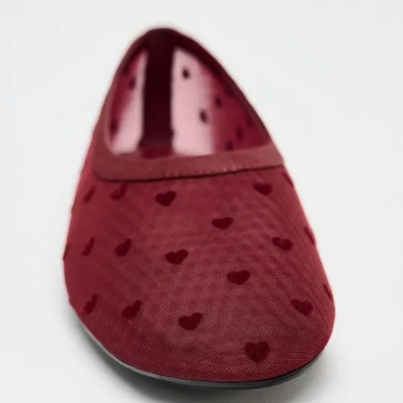 ZARA LIMITED EDITION HEART MESH BALLET FLATS