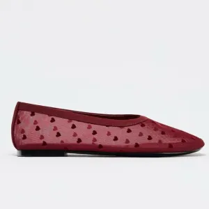 ZARA LIMITED EDITION HEART MESH BALLET FLATS