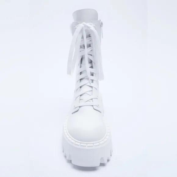 Zara Lug Sole Lace-up Leather Ankle Boots