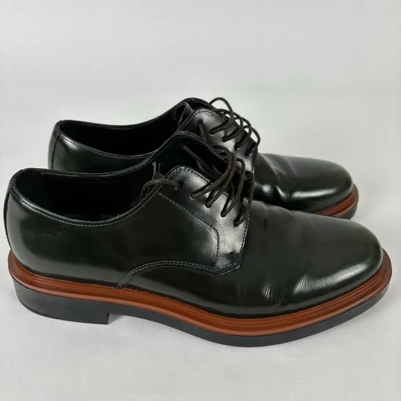 Zara Man. Black Leather Derby Style Dress Shoes. Size 8