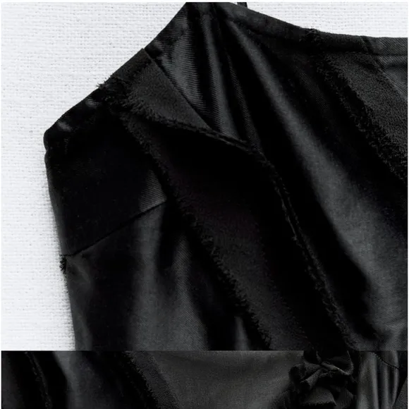 Zara NWOT black satin maxi / midi dress with 3d flower appliqué &amp; mesh detail