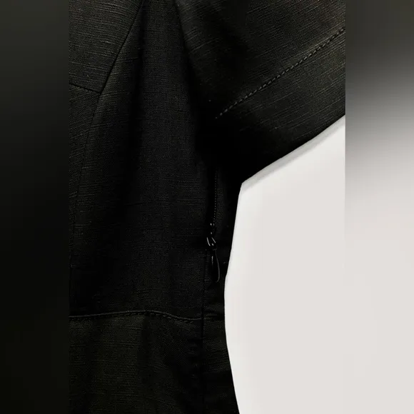 Zara NWT black linen midi collared polo dress with button front, short sleeve