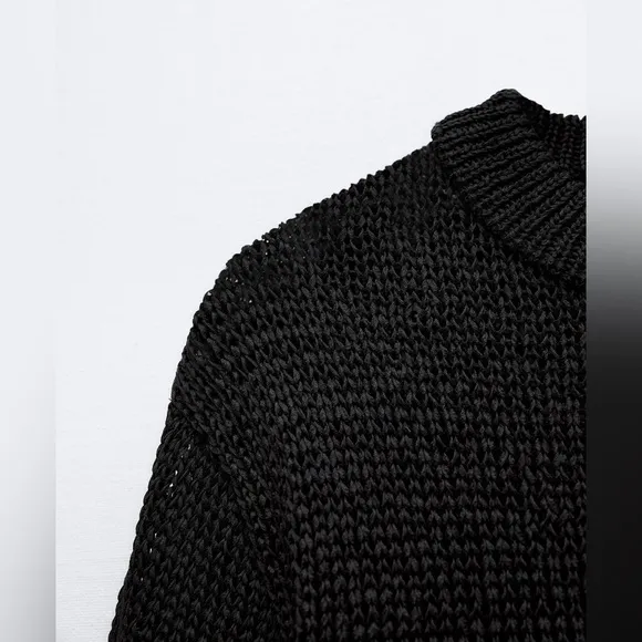 Zara NWT black metallic thread knit sweater