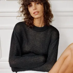 Zara NWT black metallic thread knit sweater