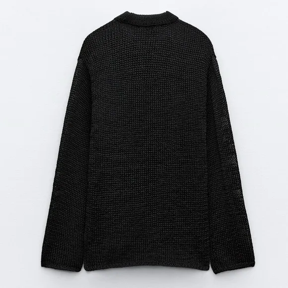 Zara NWT black metallic thread knit sweater