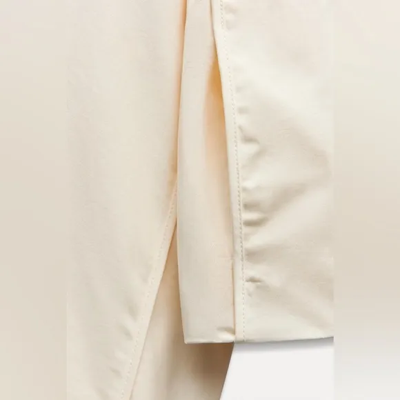 Zara NWT ivory off white cream oversized fit seam detail bow tie wrap jacket M/L