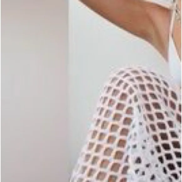 Zara NWT white mesh fishnet underlay midi/mini skirt mixed combination contrast