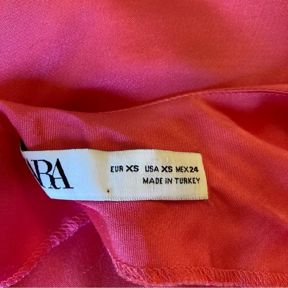 ZARA Pink Satin Cami Cowl Neck Slip Midi Dress