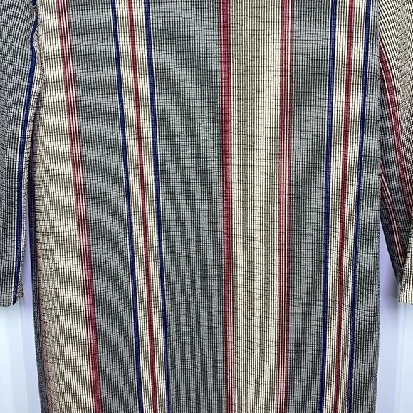 Zara - Tan &amp; Blue &amp; Red Stripe Mid Length Dress Size XS