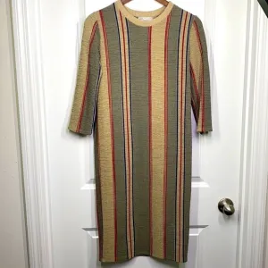 Zara - Tan &amp; Blue &amp; Red Stripe Mid Length Dress Size XS