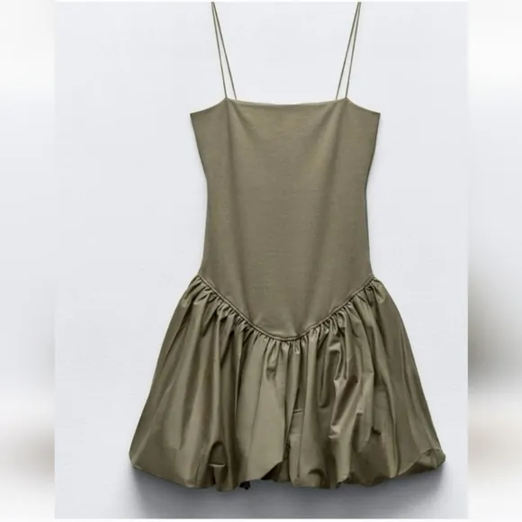 Zara Voluminous Poplin Balloon Dress size S