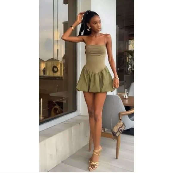 Zara Voluminous Poplin Balloon Dress size S