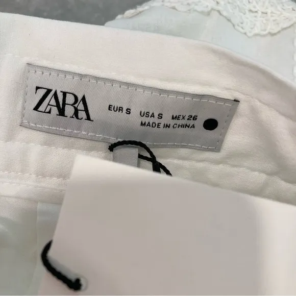 ZARA White Cotton Lace Crochet Trim Shorts NWT
