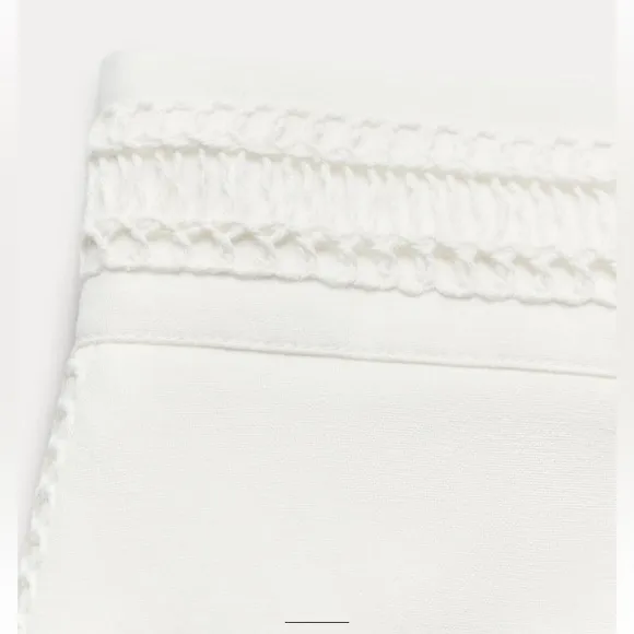 ZARA White Cotton Lace Crochet Trim Shorts NWT
