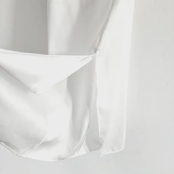 Zara White Satin Effect Spaghetti Strap Maxi / Midi Dress with Slit Size Small