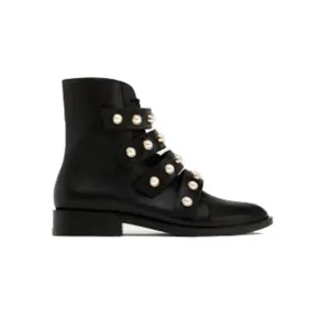 Zara Leather Pearl Combat Boots