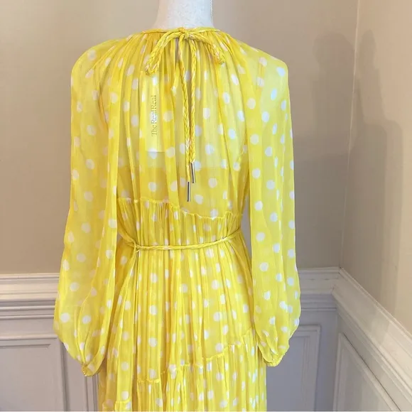 ZIMMERMANN Briteside Yellow White Polka Dot Silk Long Sleeve Midi Dress